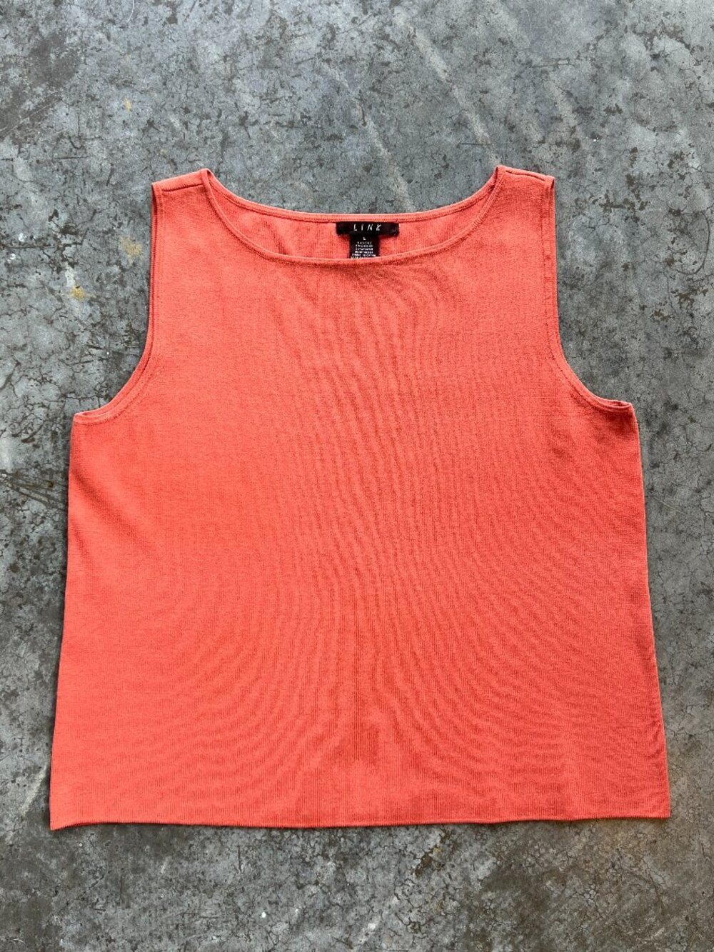 LINK Vintage Silk Blend Knit Tank Top Coral Peach Orange Women's Size Large